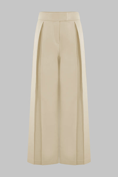 Maria - Pantalon taille haute plissé – coupe fluide en lin