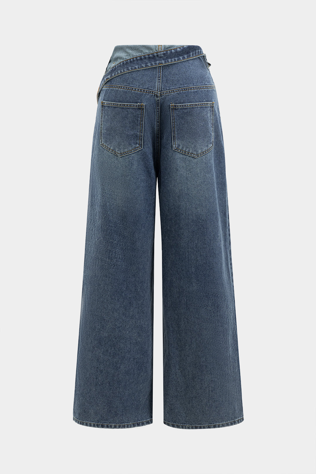 Charlie - Pantalon en denim à taille haute asymétrique – coupe large